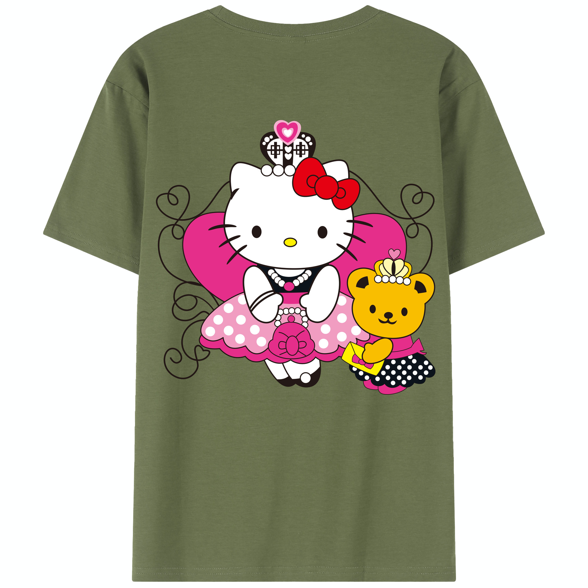 （画像用） Hello Kitty ハローキティ 綿100％半袖Tシャツ（背面プリント）